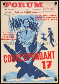 7j338 FOREIGN CORRESPONDENT Belgian R1960s Alfred Hitchcock, Joel McCrea, different art!