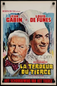 7j341 GENTLEMAN FROM EPSOM Belgian 1962 wacky art of Jean Gabin, chef Louis de Funes!