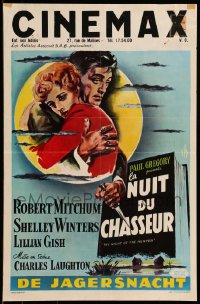 7j361 NIGHT OF THE HUNTER Belgian 1956 Robert Mitchum & Winters, Laughton's classic noir, ITK art!