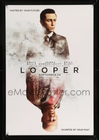 7j042 LOOPER teaser Canadian 1sh 2012 cool image of Bruce Willis & Joseph Gordon-Levitt with guns!