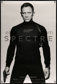 7j048 SPECTRE teaser DS Canadian 1sh 2015 cool image of Daniel Craig as James Bond 007 with gun!