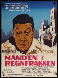 7j409 MAN IN THE RAINCOAT Danish 1960 Duvivier's L'Homme a l'impermeable, wacky Fernandel!