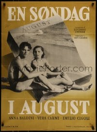 7j424 SUNDAY IN AUGUST Danish 1952 Luciano Emmer, Sunday in August, image of couple on beach!