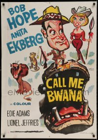 7j551 CALL ME BWANA Egyptian poster 1963 wacky image of Bob Hope & Anita Ekberg, Bwana have fun?