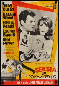 7j152 SEX & THE SINGLE GIRL Finnish 1965 great image of Tony Curtis & sexiest Natalie Wood!