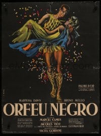 7j197 BLACK ORPHEUS French 23x31 1959 Marcel Camus' Orfeu Negro, best art by Georges Allard!