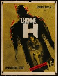 7j201 H MAN French 24x32 1959 Ishiro Honda, cool atomic sci-fi horror artwork!