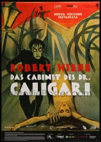 7j160 CABINET OF DR CALIGARI Italian 27x39 R2014 Conrad Veidt, wonderful Ledl Bernhard art!