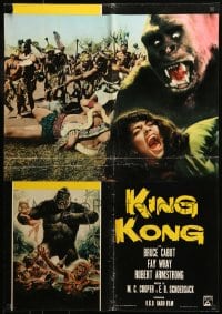 7j163 KING KONG Italian 26x38 pbusta R1966 different Casaro art of the giant ape carrying woman!