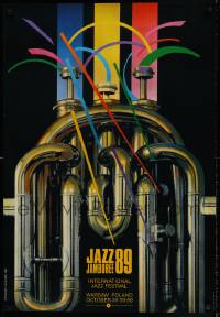 7j761 JAZZ JAMBOREE '89 Polish 26x38 1989 cool art of instrument by Roslaw Szaybo!