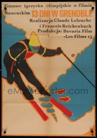 7j694 GRENOBLE Polish 23x33 1970 Gilles & Lelouch's 13 jours en France, Olympic skiing image!