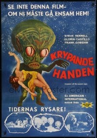 7j066 INVASION OF THE SAUCER MEN Swedish 1961 best art of cabbage head alien & sexy girl + photos!