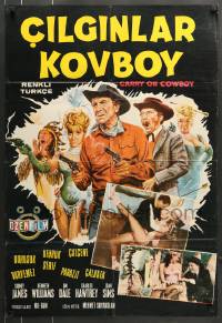 7j283 CARRY ON COWBOY Turkish 1965 Sidney James, sexy English cowboy western!
