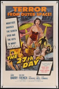 7k002 27th DAY linen 1sh 1957 terror from space, mightiest shocker the screen ever had guts to make!