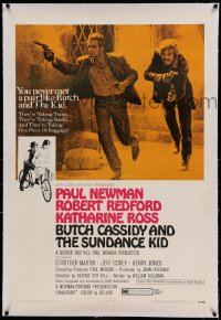 7k035 BUTCH CASSIDY & THE SUNDANCE KID linen style B 1sh 1970 Paul Newman, Robert Redford, Ross!