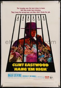 7k081 HANG 'EM HIGH linen 1sh 1968 Clint Eastwood, they hung the wrong man & didn't finish the job!