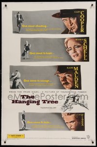 7k082 HANGING TREE linen 1sh 1959 Gary Cooper, Maria Schell & Karl Malden, from the prize novel!