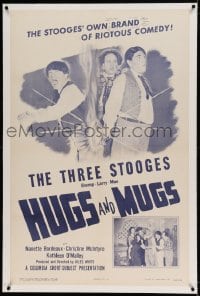 7k093 HUGS & MUGS linen 1sh 1950 The Three Stooges with Shemp, their own brand of riotous comedy!
