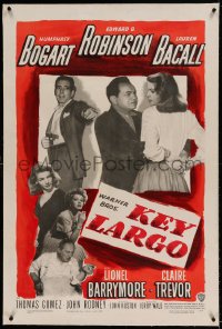 7k108 KEY LARGO linen 1sh 1948 Humphrey Bogart, Lauren Bacall, Edward G. Robinson, John Huston!