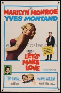 7k118 LET'S MAKE LOVE linen 1sh 1960 great images of super sexy Marilyn Monroe & Yves Montand!