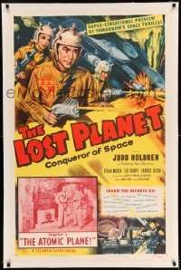 7k125 LOST PLANET linen chapter 5 1sh 1953 Judd Holdren, sci-fi serial, cool art, The Atomic Plane!