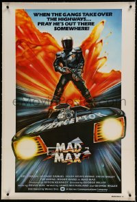 7k128 MAD MAX linen int'l 1sh 1980 George Miller, Hamagami art of Mel Gibson, English style, rare!