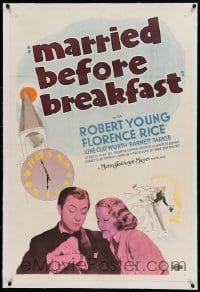 7k138 MARRIED BEFORE BREAKFAST linen 1sh 1937 inventor Robert Young tells fiancee they must marry!