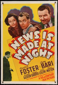 7k156 NEWS IS MADE AT NIGHT linen 1sh 1939 editor Preston Foster, Lynn Bari, Russell Gleason!