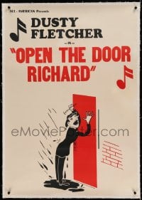 7k170 OPEN THE DOOR RICHARD linen 1sh 1945 Dusty Fletcher's song, drunk man can't get in his house!