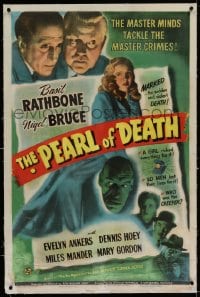 7k174 PEARL OF DEATH linen 1sh 1944 Rathbone as Sherlock Holmes, Nigel Bruce, Creeper Rondo Hatton!