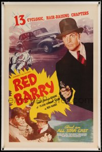 7k189 RED BARRY linen 1sh R1948 Buster Crabbe, serial in 13 cyclonic, hair-raising chapters!!