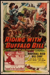 7k195 RIDING WITH BUFFALO BILL linen chapter 13 1sh 1954 Trapped in the Apache Mine, Cravath art!