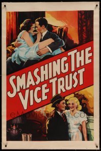 7k212 SMASHING THE VICE TRUST linen 1sh 1937 story of New York's infamous Lucky Luciano, great art!