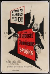 7k218 SPOOKS linen 3D 1sh 1953 The Three Stooges with Shemp are three times as hilarious in 3-D!