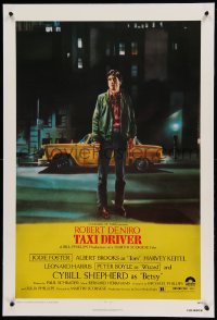 7k235 TAXI DRIVER linen 1sh 1976 classic art Robert De Niro by Guy Peellaert, Martin Scorsese!