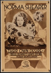 7k237 THEIR OWN DESIRE linen rotogravure 1sh 1929 Norma Shearer & Robert Montgomery, MGM All-Talking