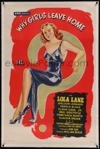 7k254 WHY GIRLS LEAVE HOME linen 1sh 1945 best full-length art of sexiest Lola Lane on question mark
