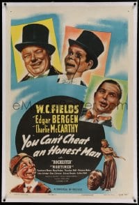 7k260 YOU CAN'T CHEAT AN HONEST MAN linen 1sh R1947 W.C. Fields, Bergen & McCarthy, ultra rare!