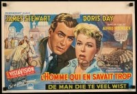 7m263 MAN WHO KNEW TOO MUCH Belgian 1956 Alfred Hitchcock, art of James Stewart & Doris Day!