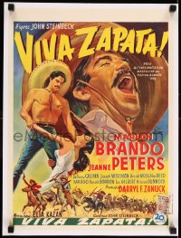 7m265 VIVA ZAPATA Belgian 1952 art of Marlon Brando, Jean Peters & Anthony Quinn, Steinbeck