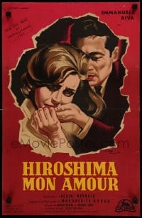 7m256 HIROSHIMA MON AMOUR French 15x24 1960 Alain Resnais, Belinsky art, country of origin, rare!