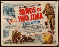 7m134 SANDS OF IWO JIMA 1/2sh 1950 art of WWII Marine John Wayne, famous flag raising, ultra rare!