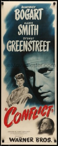 7m126 CONFLICT insert 1945 close up of Humphrey Bogart, sexy Alexis Smith & Sydney Greenstreet!