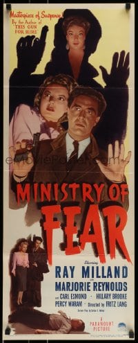 7m192 MINISTRY OF FEAR insert 1944 Fritz Lang, great images of Ray Milland & Reynolds, rare!