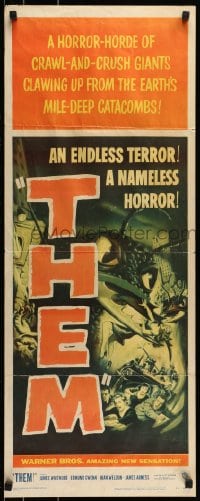 7m200 THEM insert 1954 classic sci-fi, art of horror horde of giant bugs terrorizing people!