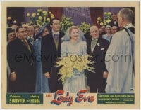 7m057 LADY EVE LC 1941 Barbara Stanwyck & Henry Fonda at their wedding, Preston Sturges classic!