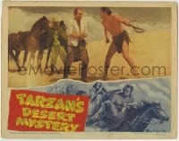 7m083 TARZAN'S DESERT MYSTERY LC 1943 angry Johnny Weissmuller takes whip from Joe Sawyer!