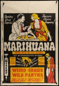 7m108 MARIHUANA 1sh 1930s Dwain Esper daring drug expose, weed with roots in Hell, weird orgies!