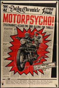 7m025 MOTORPSYCHO 1sh 1965 Russ Meyer motorcycle classic, maniacs assaulting & killing for thrills