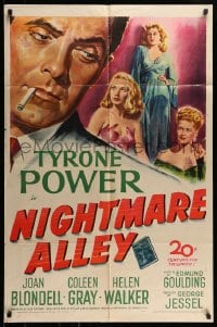 7m026 NIGHTMARE ALLEY 1sh 1947 Tyrone Power is a carnival barker whose life goes very wrong!
